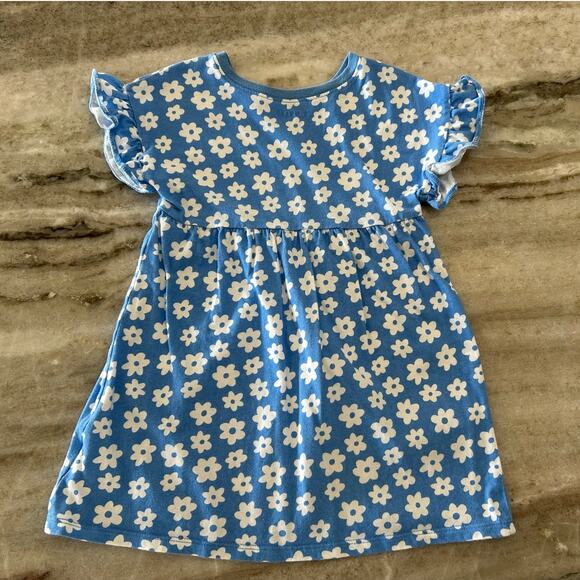 2T Girls Summer Dress Bundle | Red Eyelet & Blue Floral | Cotton Set of 2 - Picture 2 of 11